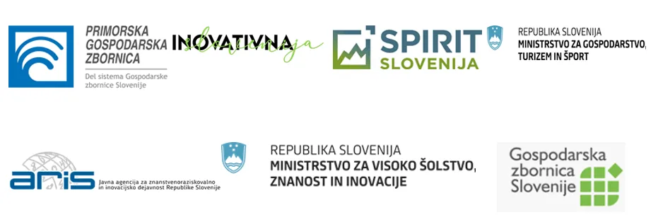 Slovenian innovation partners: Primorska gospodarska zbornica, Inovativna zag, Spirit Slovenija, Ministry of Economy, ARIS, Ministry of Higher Education, and Gospodarska zbornica Slovenije